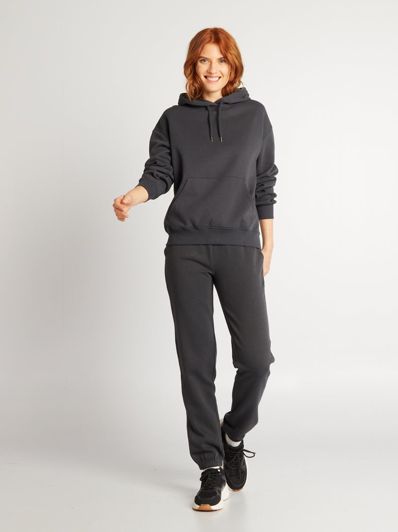 Sweat à capuche uni Gris - Kiabi