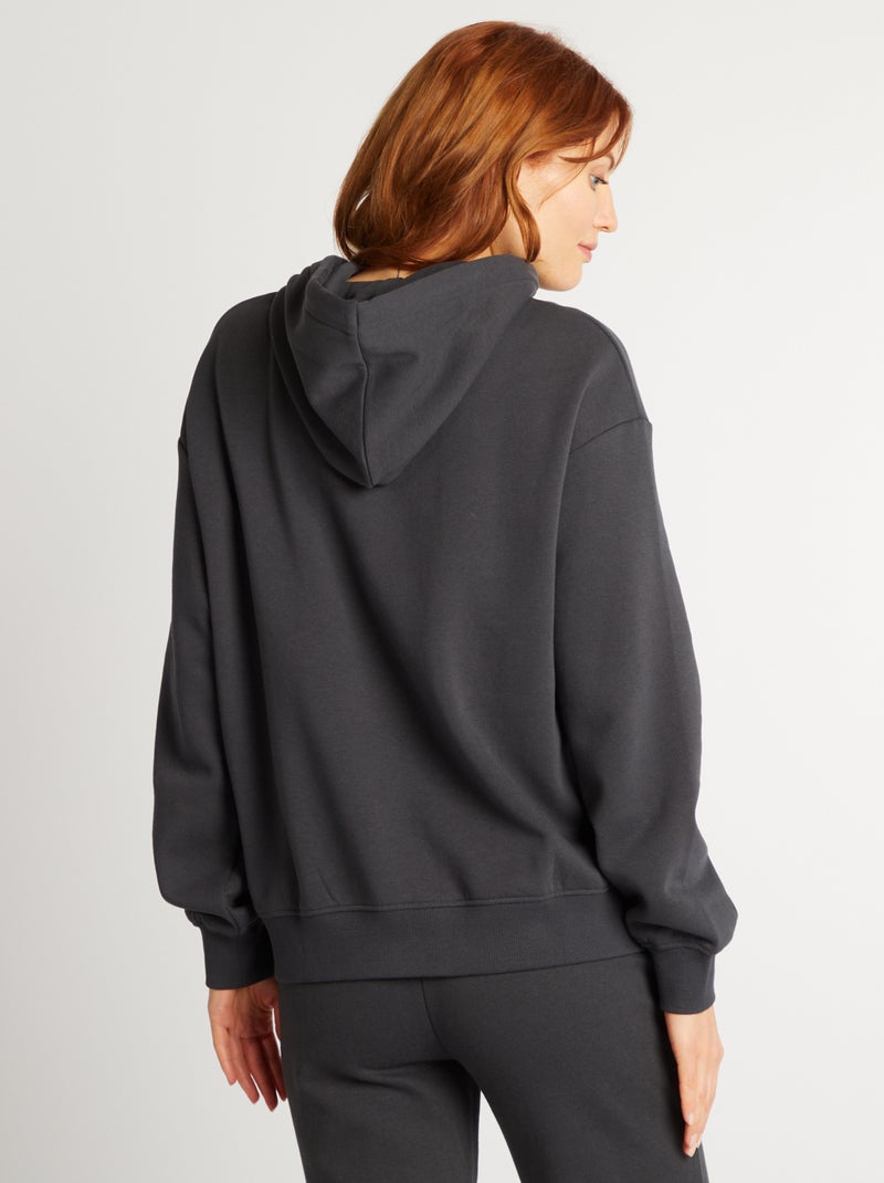 Sweat à capuche uni Gris - Kiabi