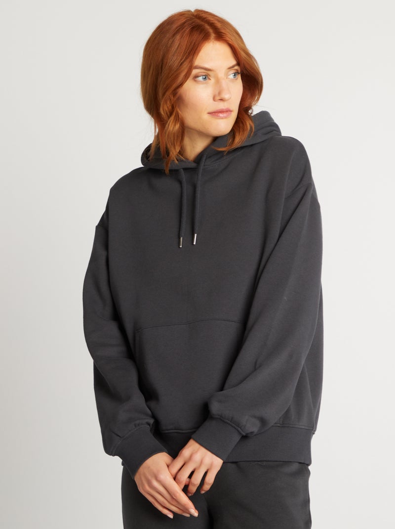 Sweat à capuche uni Gris - Kiabi