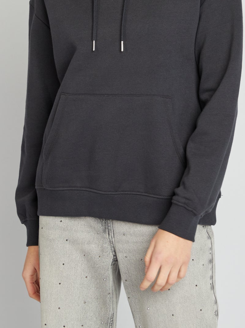 Sweat à capuche uni Gris - Kiabi