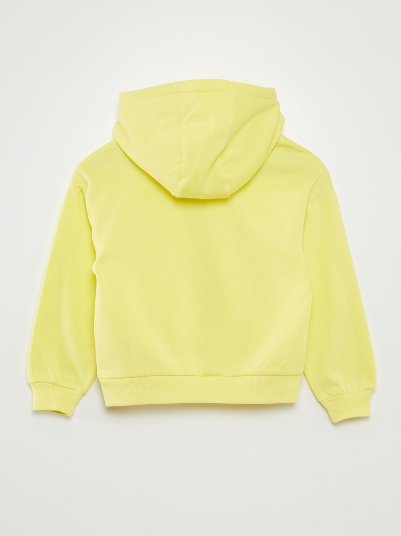 Sweat à capuche uni jaune - Kiabi