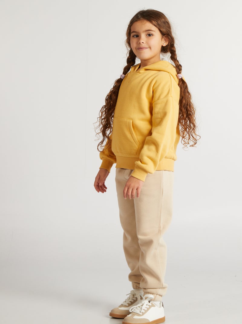 Sweat à capuche uni jaune - Kiabi