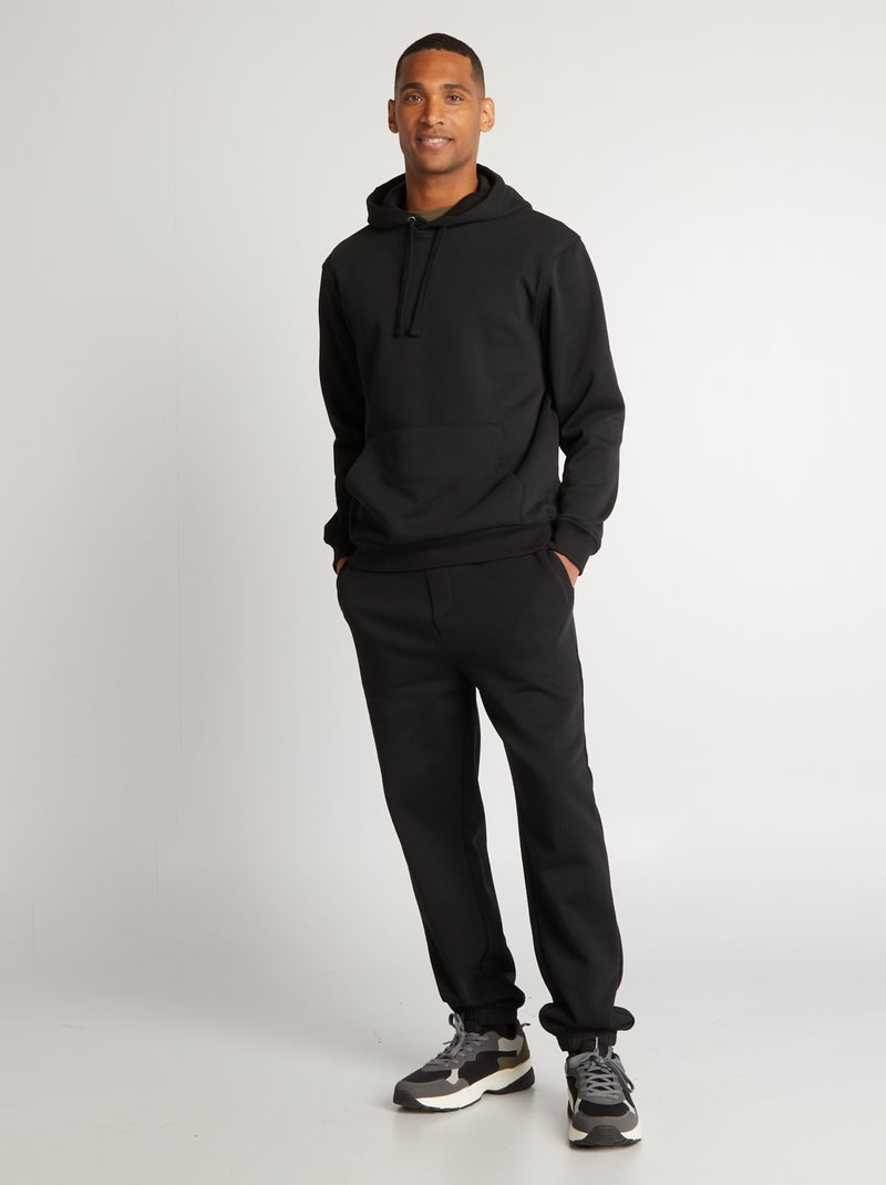 Sweat à capuche uni noir - Kiabi