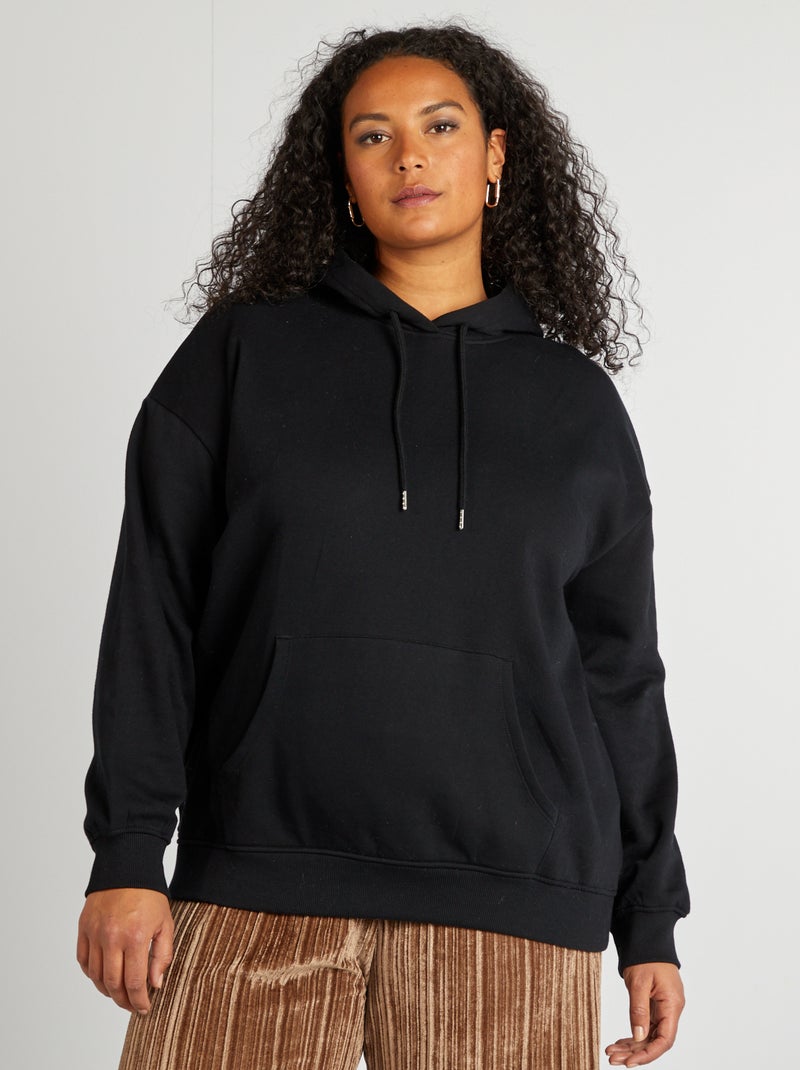 Sweat à capuche uni noir - Kiabi