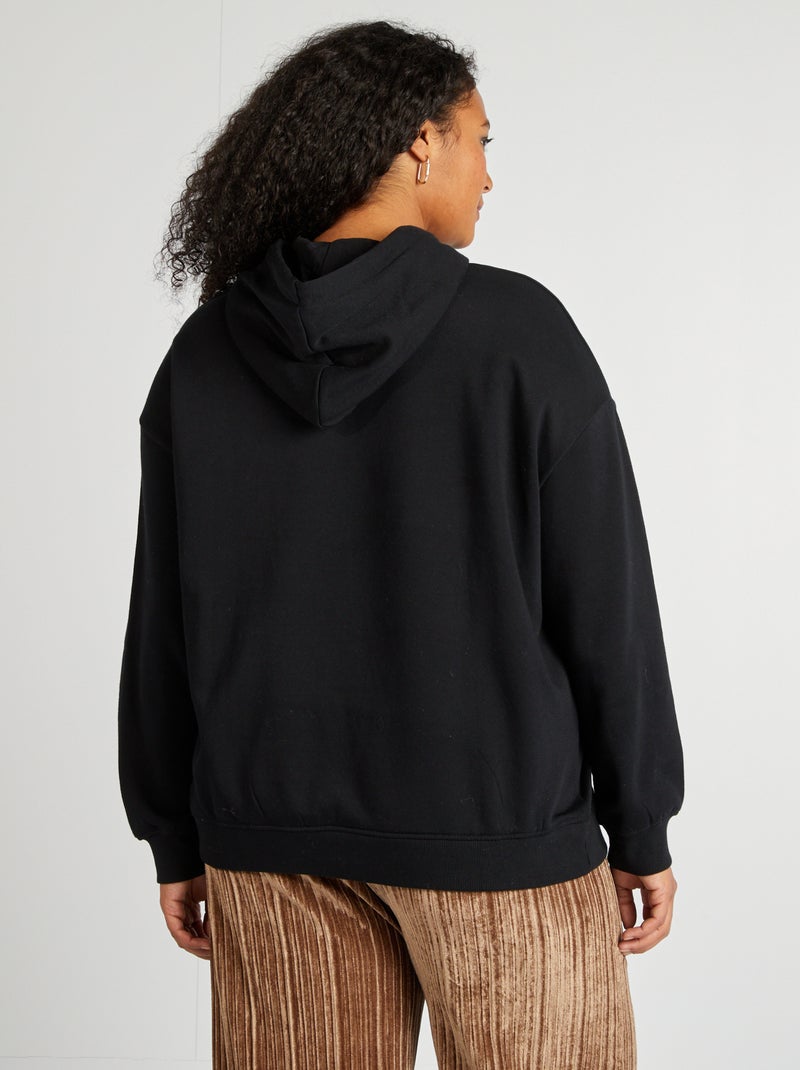 Sweat à capuche uni noir - Kiabi