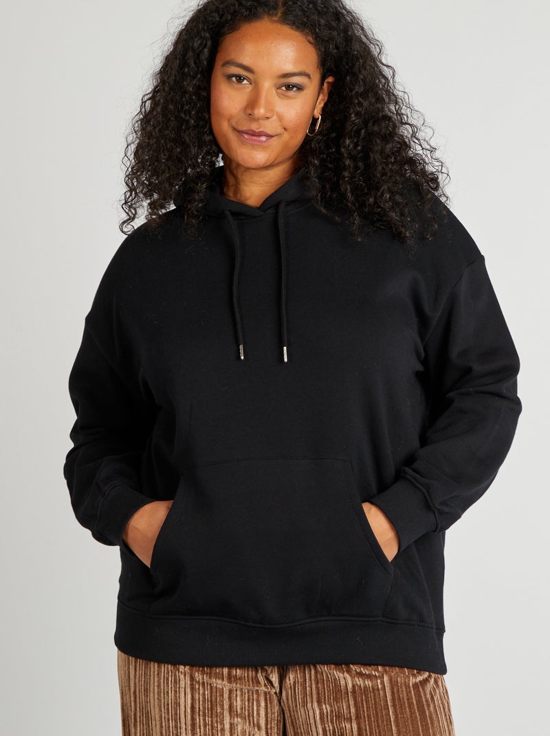 Sweat à capuche uni noir - Kiabi