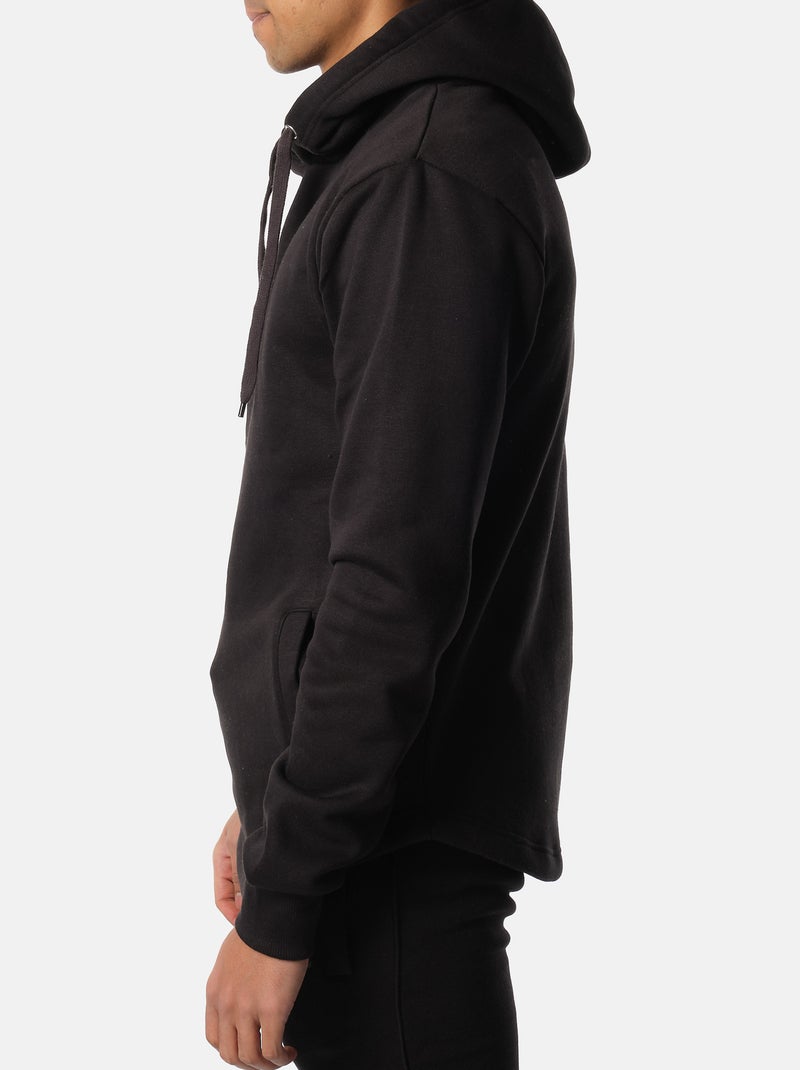 Sweat à capuche uni Noir - Kiabi