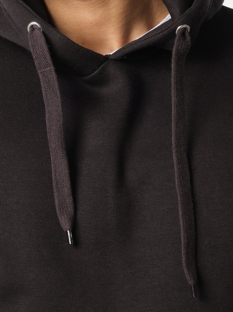 Sweat à capuche uni Noir - Kiabi