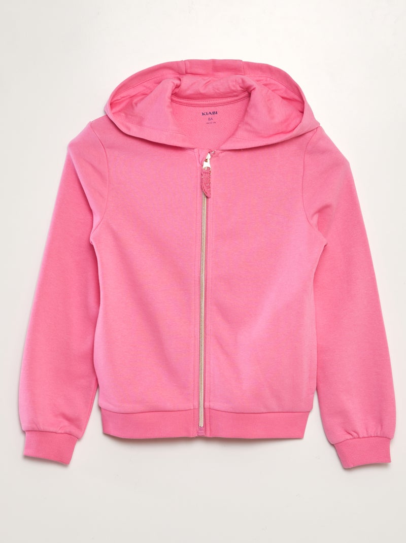 Sweat à capuche uni rose - Kiabi