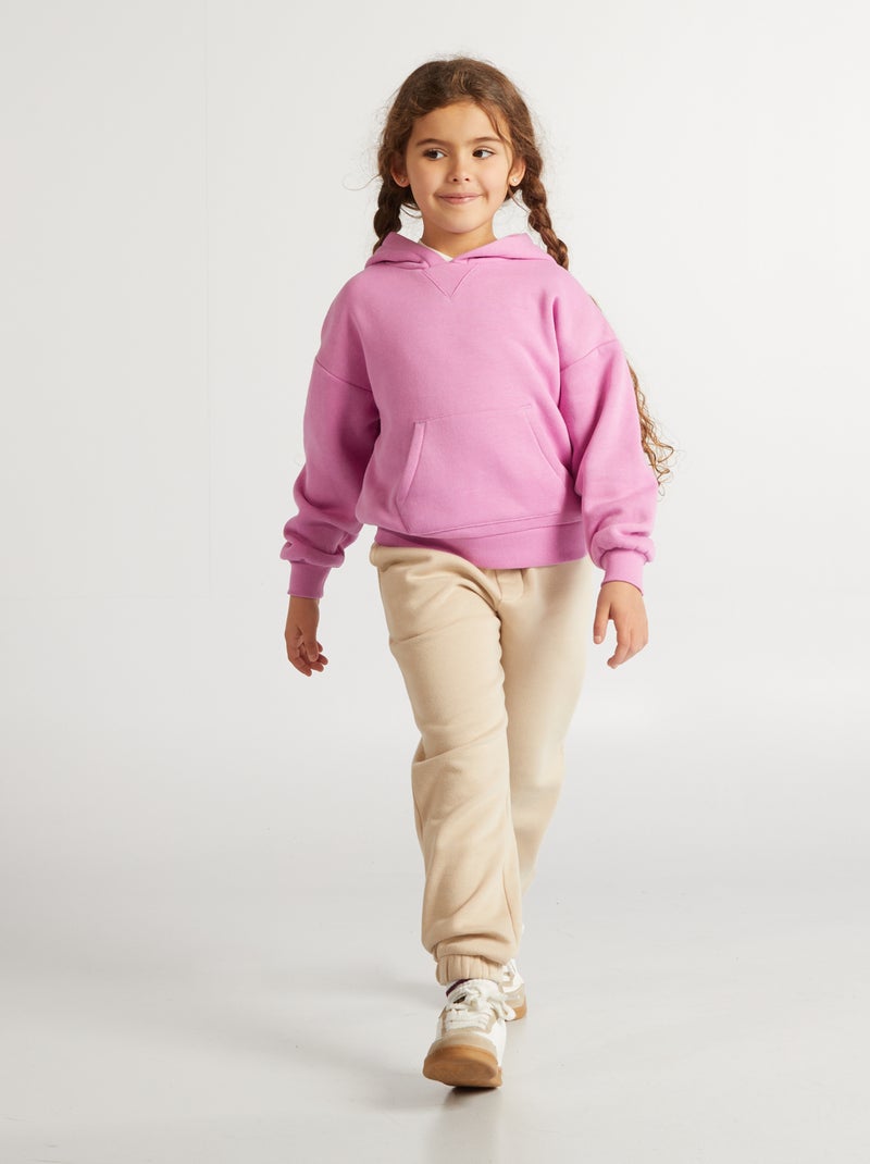 Sweat à capuche uni rose - Kiabi