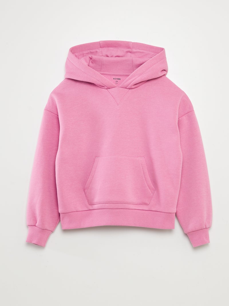 Sweat à capuche uni rose - Kiabi
