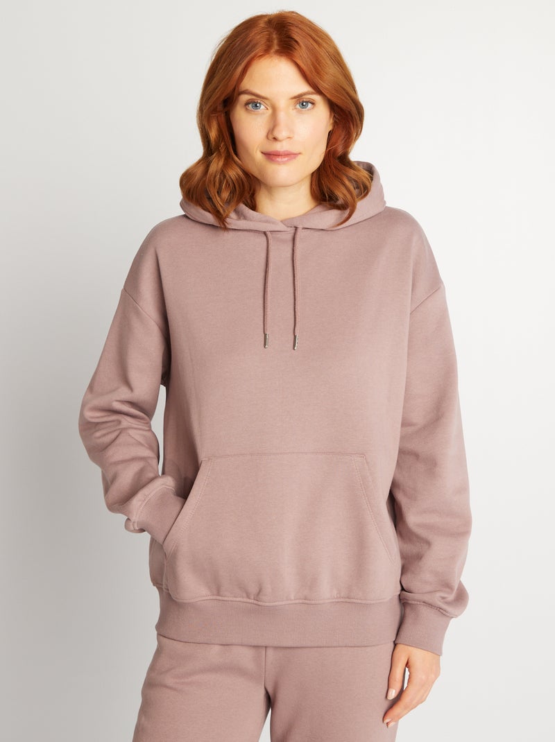 Sweat à capuche uni Rose - Kiabi