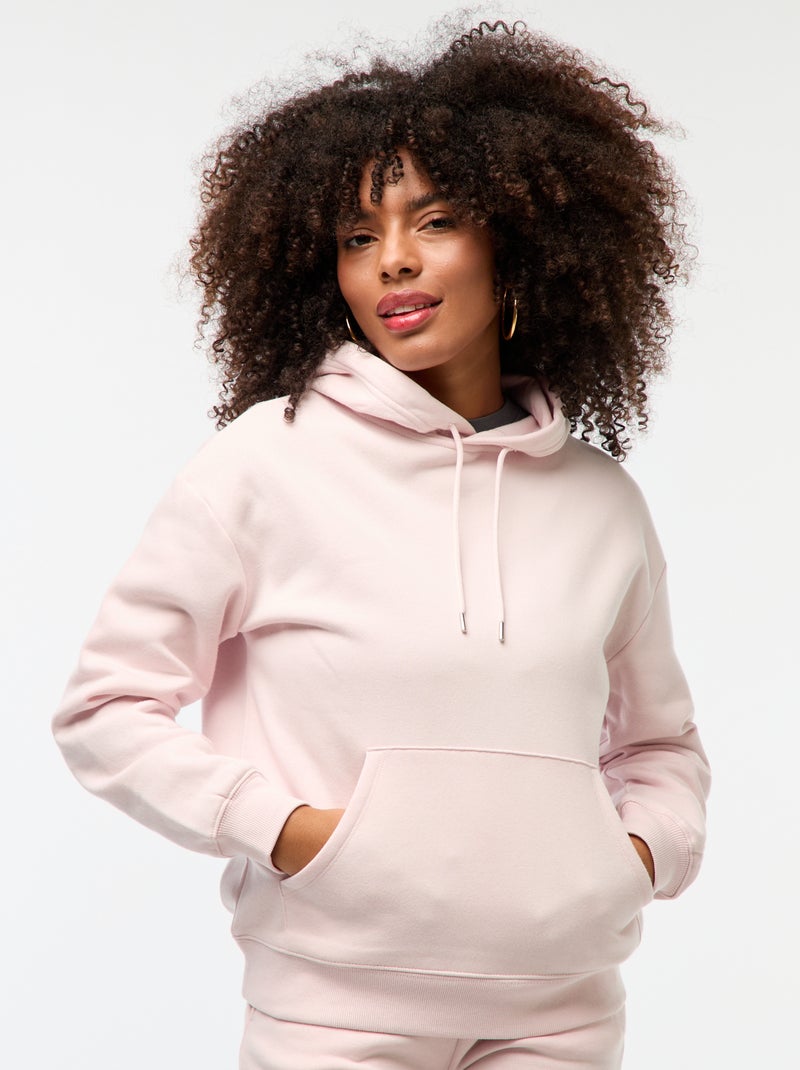 Sweat à capuche uni Rose - Kiabi