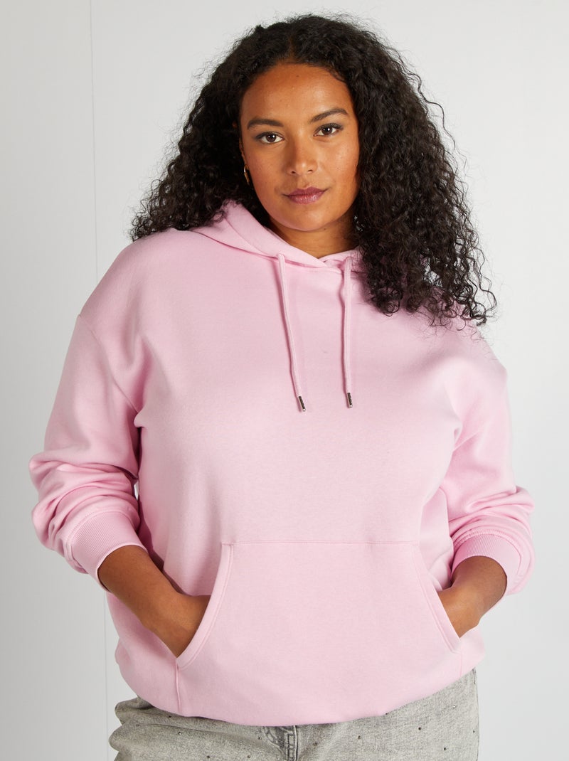 Sweat à capuche uni Rose - Kiabi