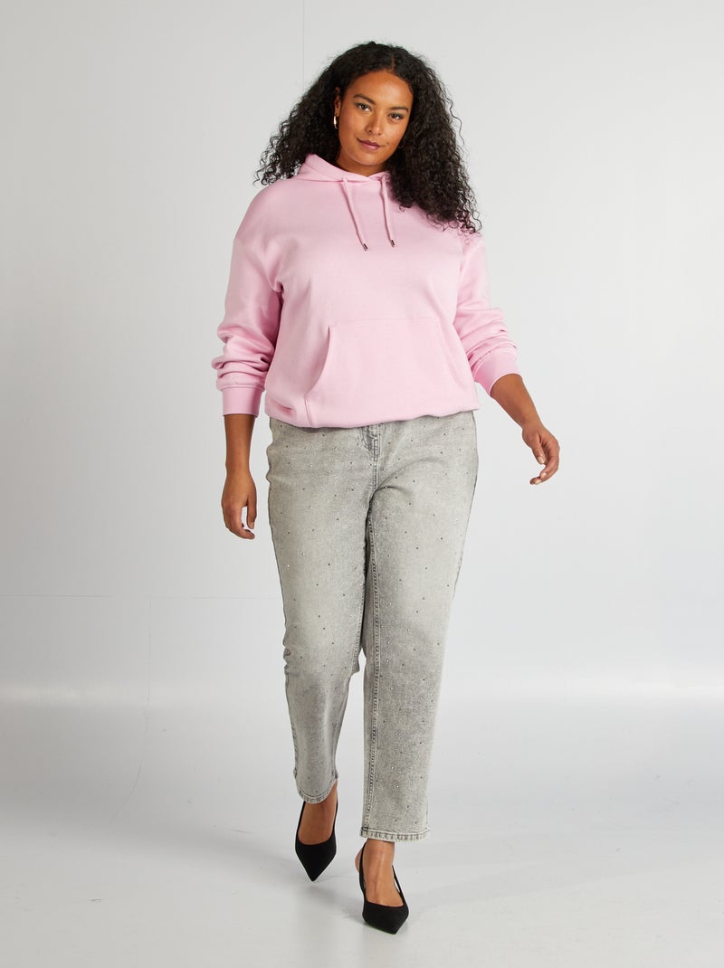 Sweat à capuche uni Rose - Kiabi