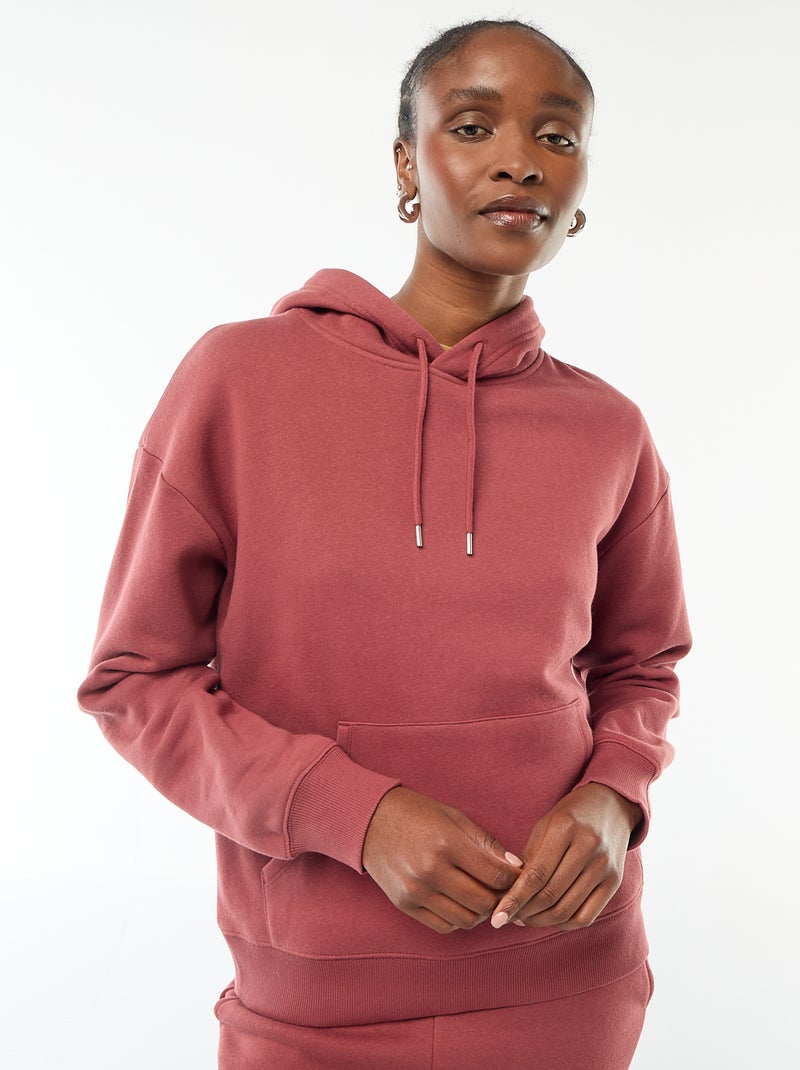 Sweat à capuche uni Rouge - Kiabi