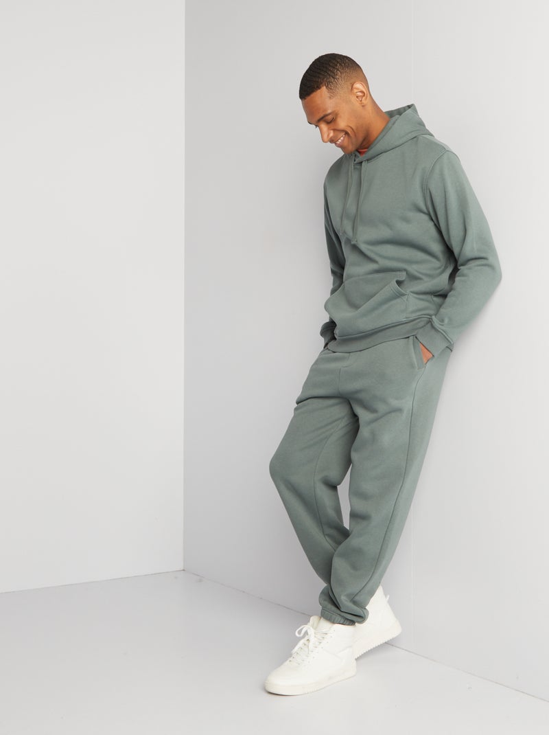 Sweat à capuche uni Vert - Kiabi