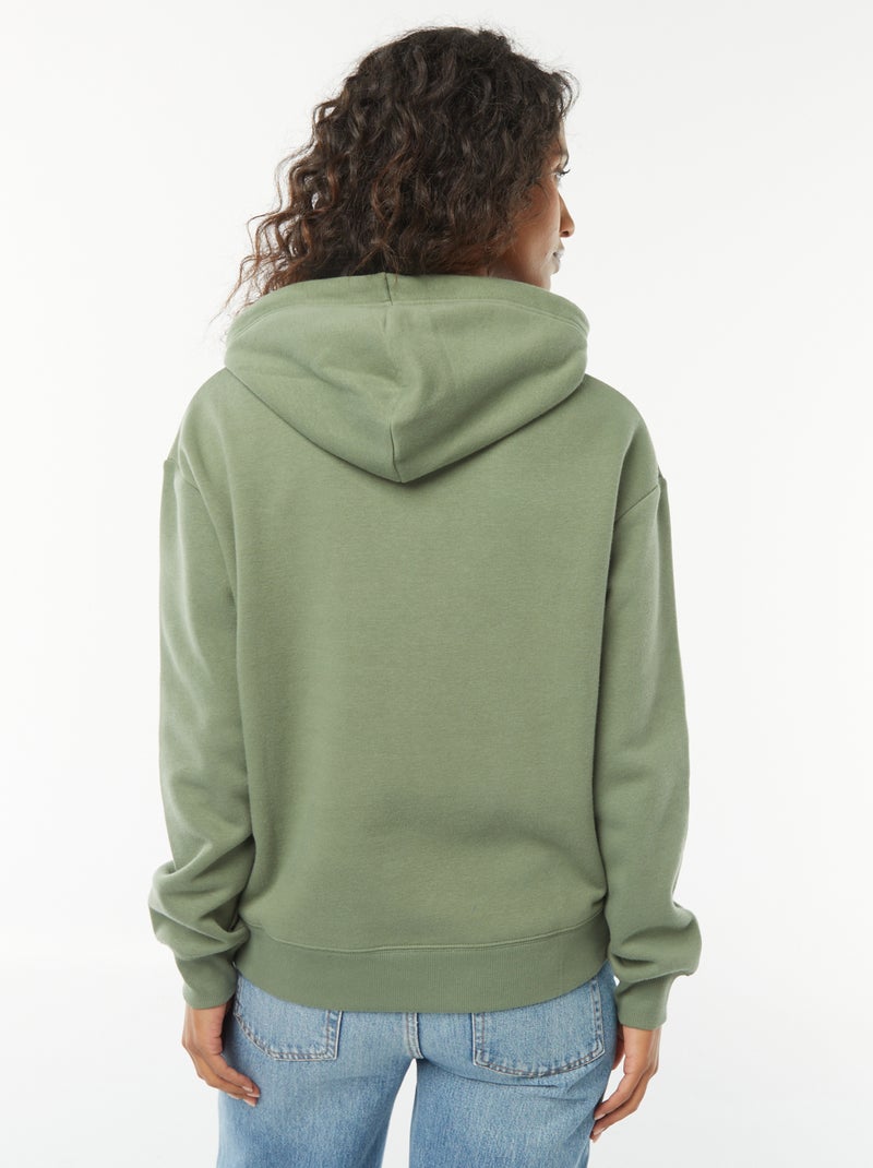 Sweat à capuche uni Vert - Kiabi