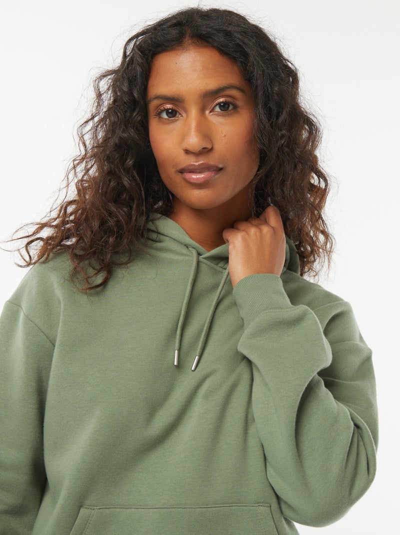 Sweat à capuche uni Vert - Kiabi