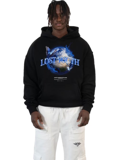 Sweat à capuche world - lost youth - Kiabi