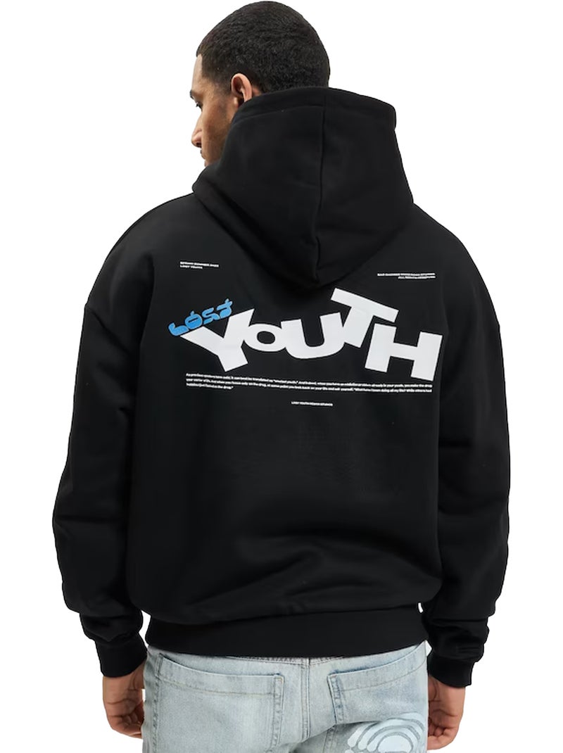 Sweat à capuche youth - lost youth Noir - Kiabi