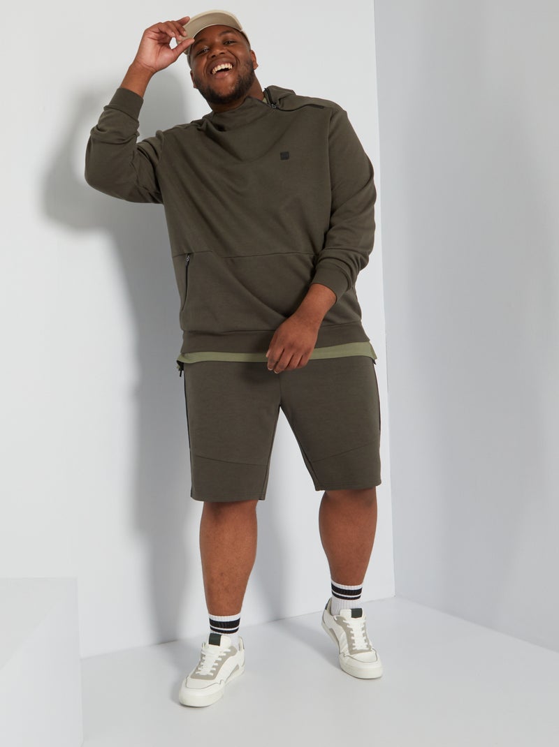 Sweat à capuche zip épaule Kaki - Kiabi