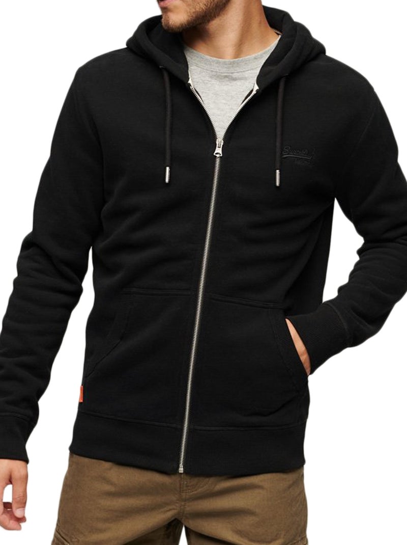 Pull Hoodie Homme Superdry - Noir - Taille L - Capuche Et Poche - Excellent état