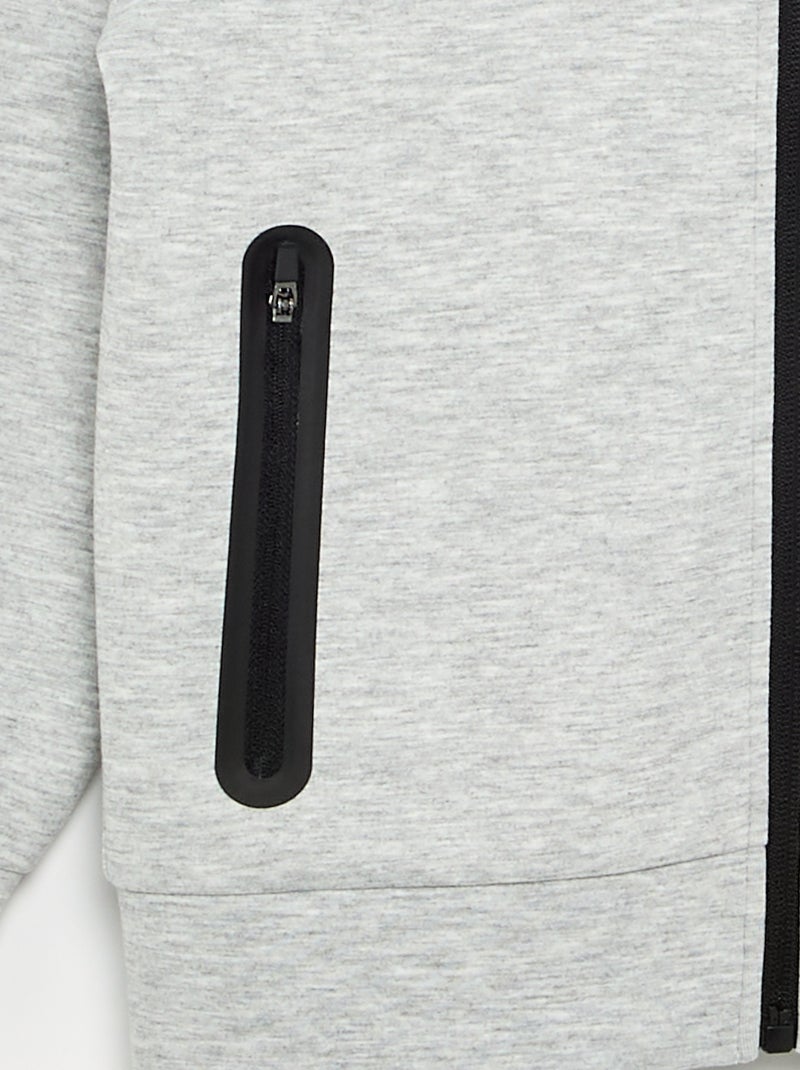 Sweat à capuche zippé avec 2 poches zippées Gris - Kiabi