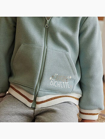Sweat à capuche zippé bébé en molleton Alma