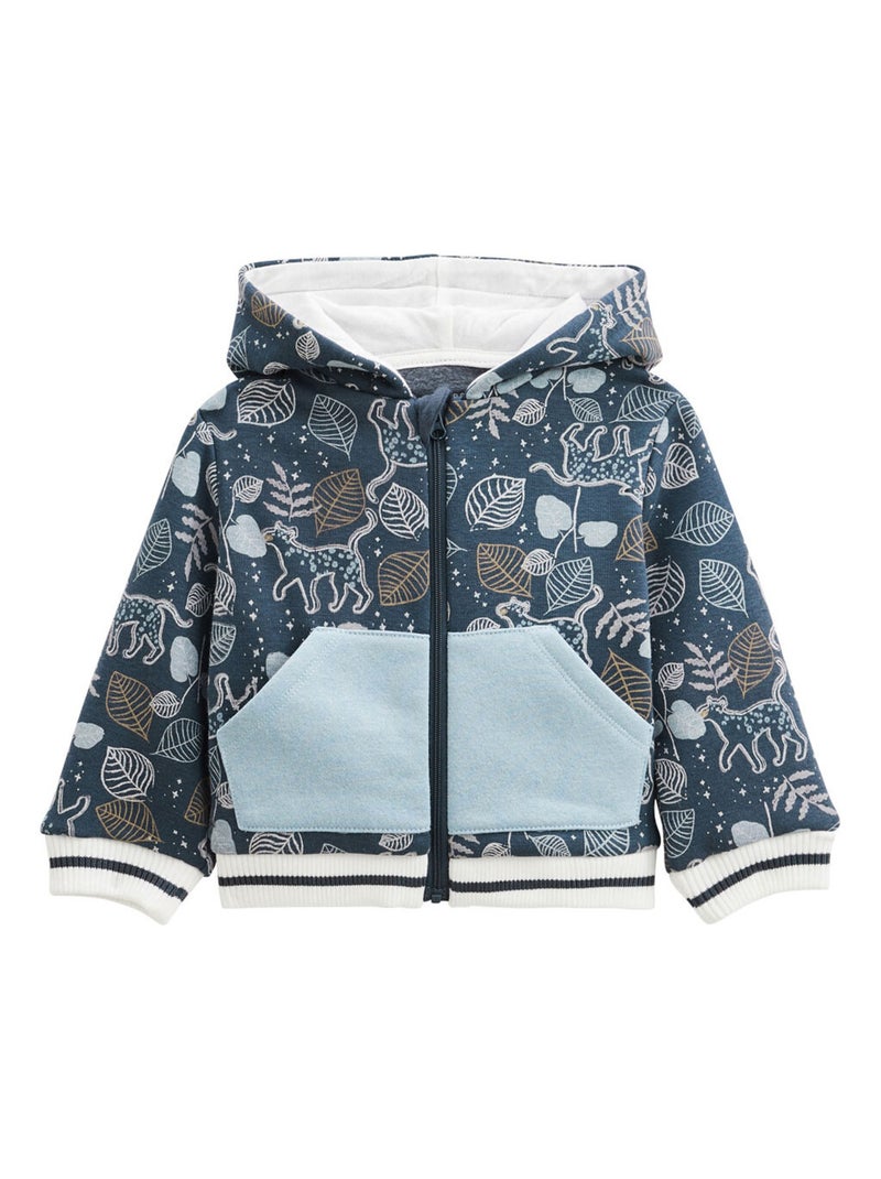 Sweat à capuche zippé bébé en molleton ultra chaud Félintrépide Bleu - Kiabi