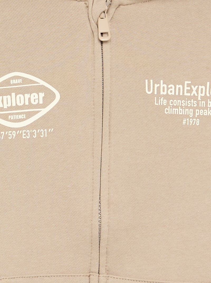 Sweat à capuche zippé Beige - Kiabi