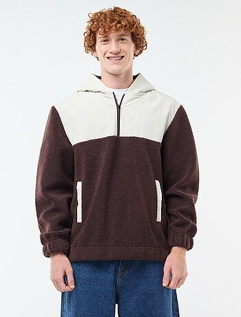 Sweat à capuche zippé bicolore