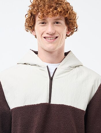 Sweat à capuche zippé bicolore