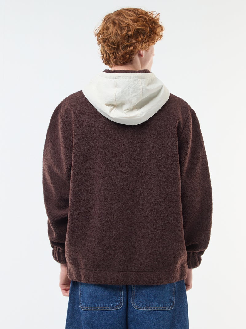 Sweat à capuche zippé bicolore Beige - Kiabi