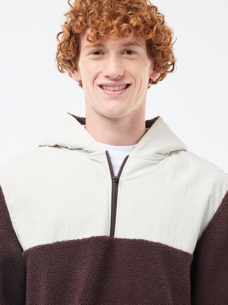 Sweat à capuche zippé bicolore Beige - Kiabi