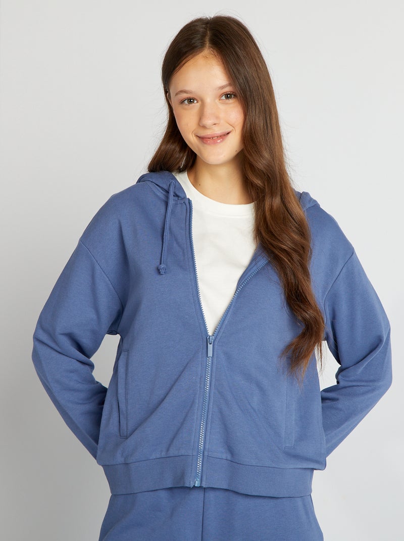 Sweat à capuche zippé Bleu - Kiabi