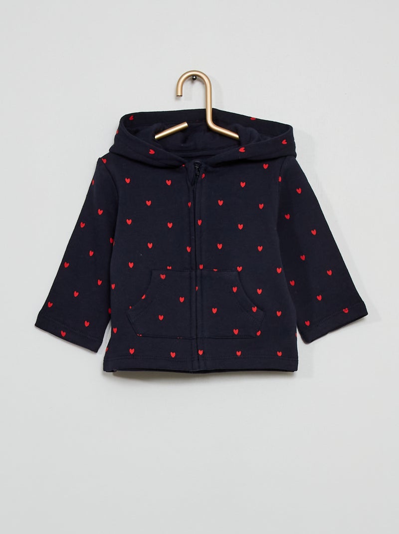 Sweat à capuche zippé bleu marine - Kiabi