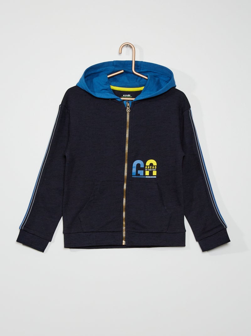 Sweat à capuche zippé bleu marine - Kiabi