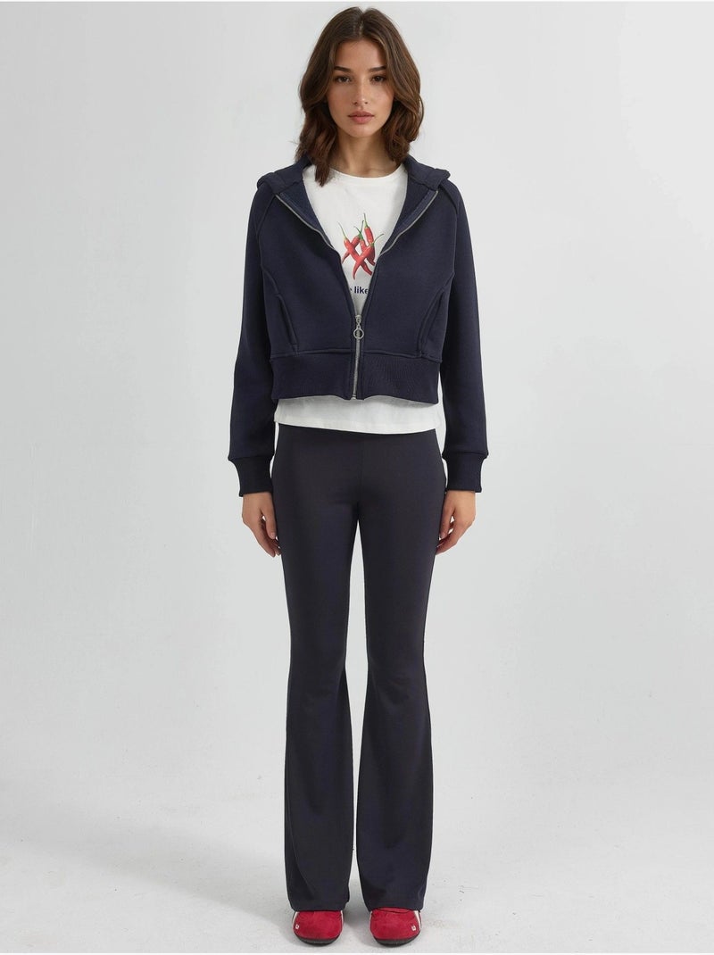 Sweat à capuche zippé coupe décontractée Bleu marine - Kiabi