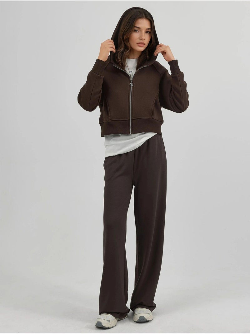 Sweat à capuche zippé coupe décontractée hiccup Marron foncé - Kiabi