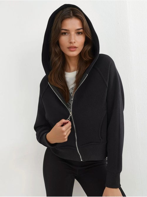 Sweat à capuche zippé coupe décontractée hiccup - Kiabi Sweat à capuche zippé coupe décontractée hiccup - Kiabi