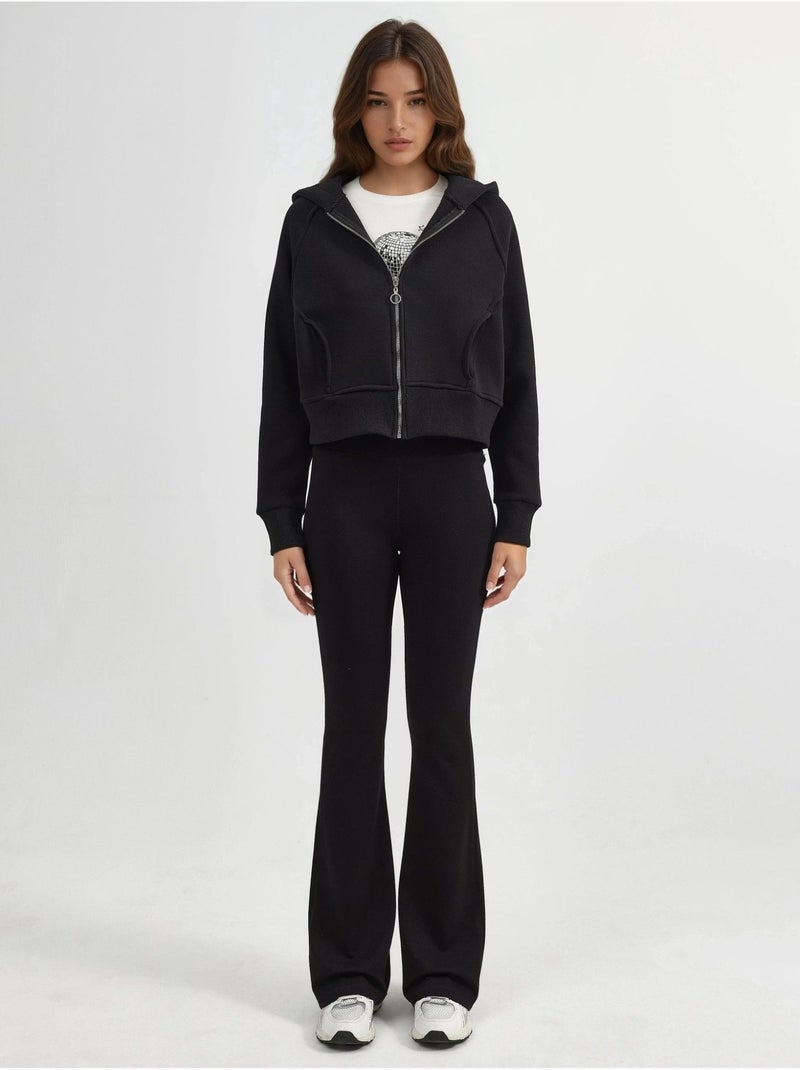 Sweat à capuche zippé coupe décontractée hiccup Noir - Kiabi