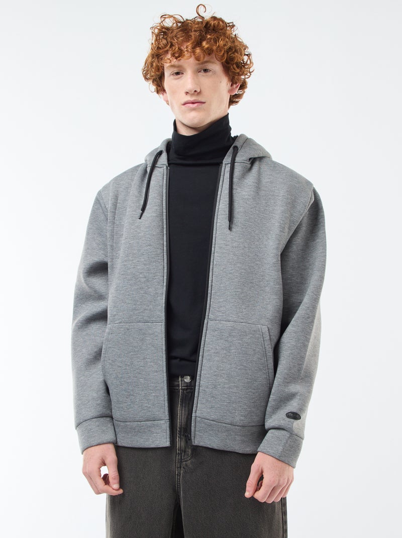 Sweat à capuche zippé doublé effet moutonné Gris - Kiabi