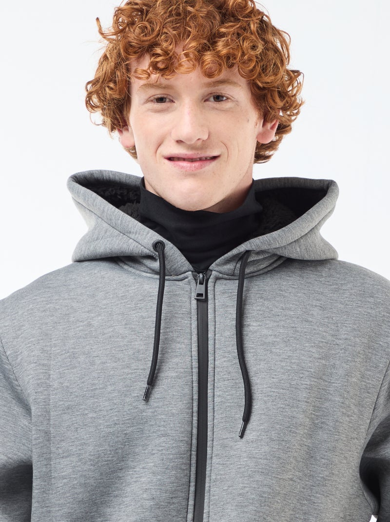 Sweat à capuche zippé doublé effet moutonné Gris - Kiabi