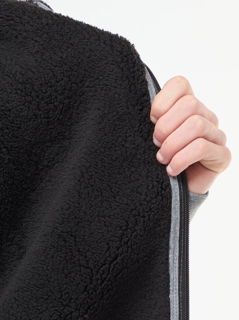 Sweat à capuche zippé doublé effet moutonné Gris - Kiabi