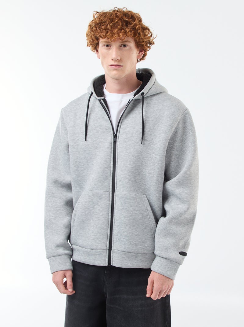 Sweat à capuche zippé doublé effet moutonné Gris - Kiabi