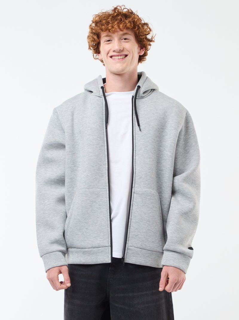Sweat à capuche zippé doublé effet moutonné Gris - Kiabi