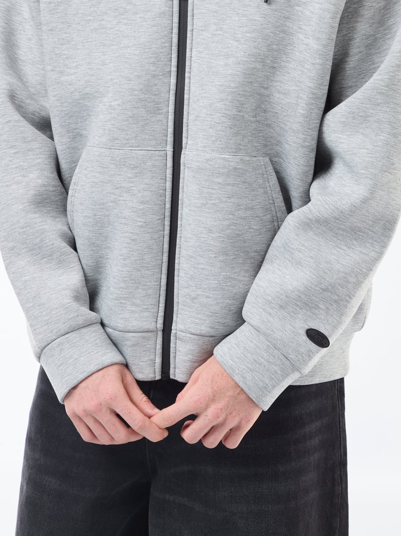 Sweat à capuche zippé doublé effet moutonné Gris - Kiabi