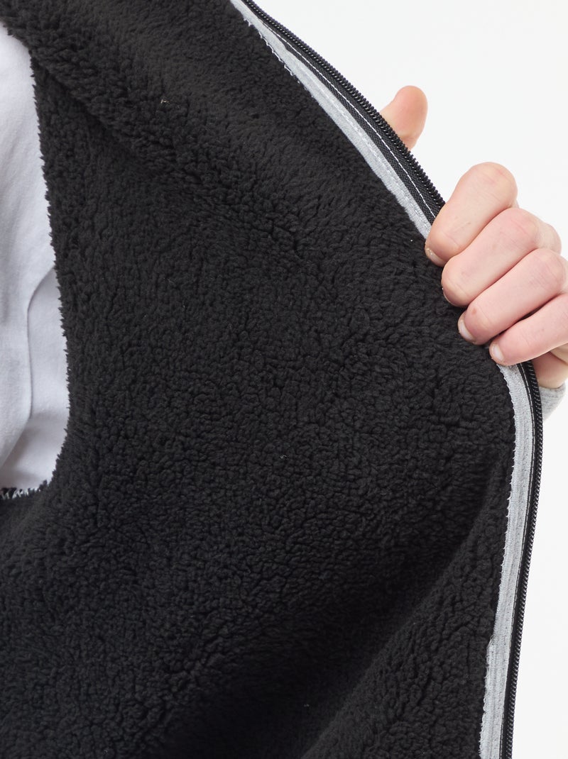 Sweat à capuche zippé doublé effet moutonné Gris - Kiabi