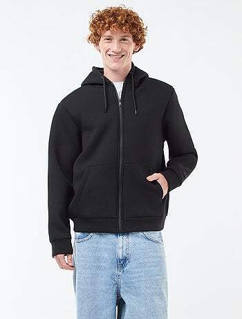 Sweat à capuche zippé doublé effet moutonné